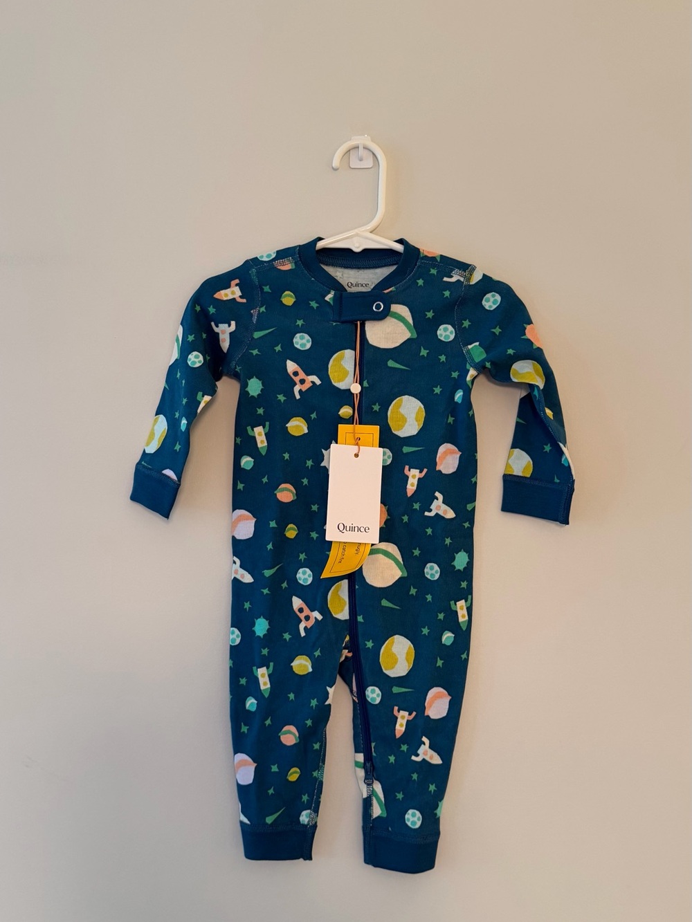 Quince Kids Navy Space-Print One-Piece Pajama